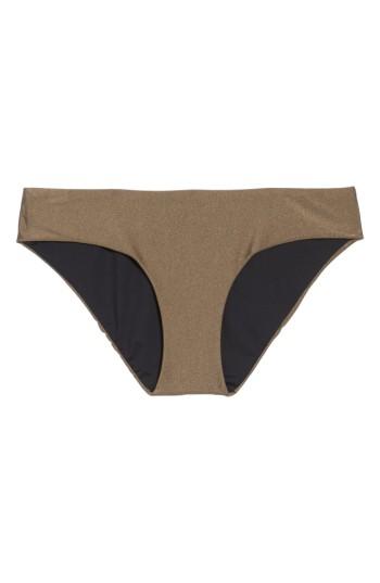 Women's Becca Reversible Shimmer Hipster Bikini Bottoms - Beige