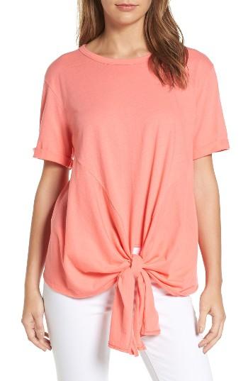 Women's Caslon Tie Front Tee - Coral