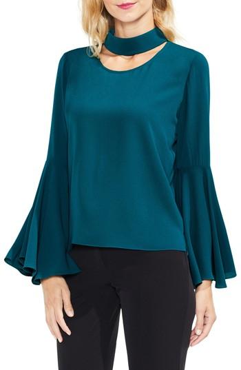 Women's Vince Camuto Bell Sleeve Choker Neck Blouse - Green