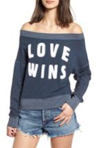 Women's Sundry Love Wins Off The Shoulder Pullover - Blue