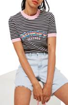 Women's Topshop Sunny Beaches Stripe Tee Us (fits Like 0) - Black