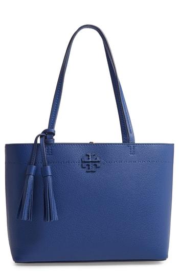 Tory Burch Small Mcgraw Leather Tote - Blue
