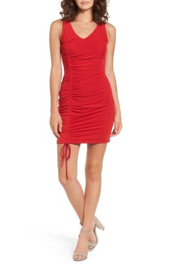 Women's Lush Ruched Dress - Red