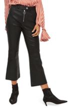 Women's Topshop Premium Kick Flare Crop Leather Pants Us (fits Like 2-4) - Black