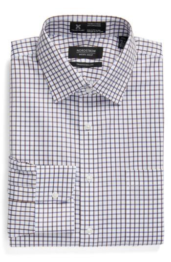 Men's Nordsrom Men's Shop Smartcare(tm) Traditional Fit Check Dress Shirt 34/35 - Blue