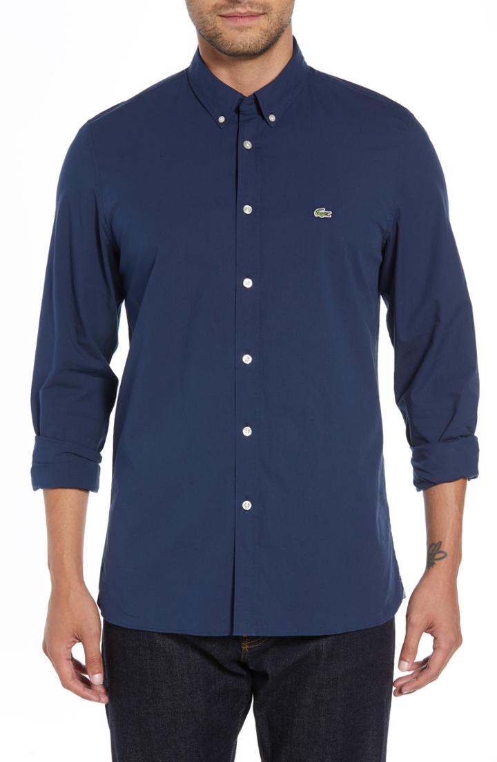 Men's Lacoste Fit Solid Poplin Sport Shirt