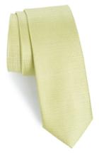 Men's Calibrate Saffron Solid Silk Skinny Tie, Size - Green