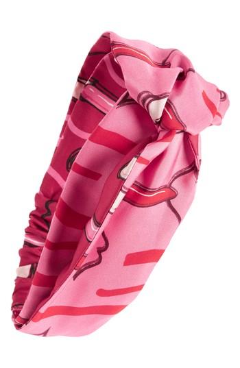 Valentino Garavani Lipstick Waves Silk Headband, Size - Red
