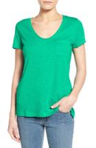 Women's Caslon Relaxed Slub Knit U-neck Tee, Size - Green