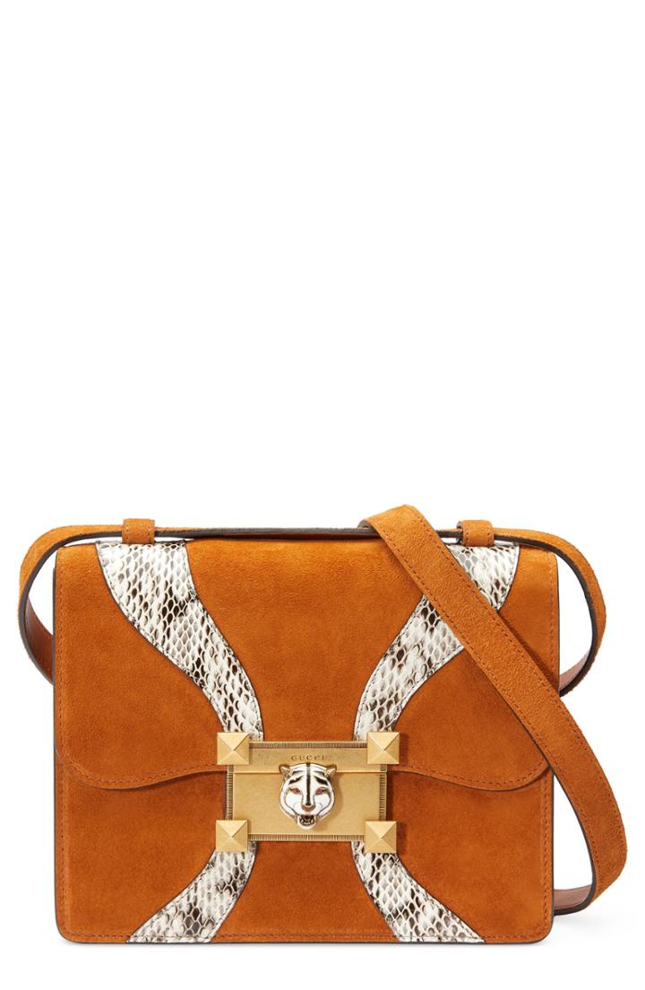 Gucci Osiride Suede & Genuine Snakeskin Shoulder Bag -