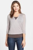 Petite Women's Nic+zoe '4-way' Convertible Three Quarter Sleeve Cardigan P - Grey