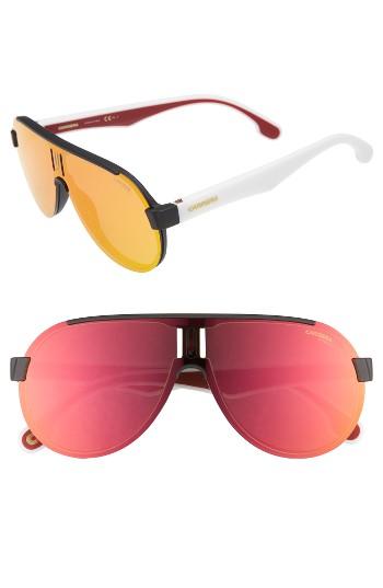 Men's Carrera Eyewear 99mm Shield Sunglasses - Matte Black White/ Red Mirror