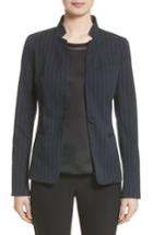 Women's Lafayette 148 New York Tristan Charmeuse Trim Jacket - Blue