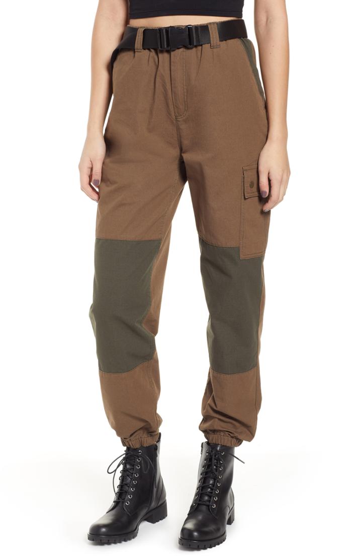 Women's Topshop Contrast Dixie Trousers Us (fits Like 0) - Green