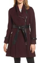 Women's Guess Belted Boiled Wool Blend Coat - Red