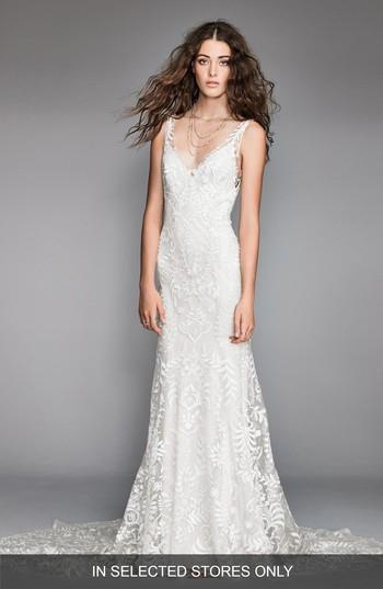 Women's Willowby Corella Embroidered Lace & Charmeuse Mermaid Gown - Ivory