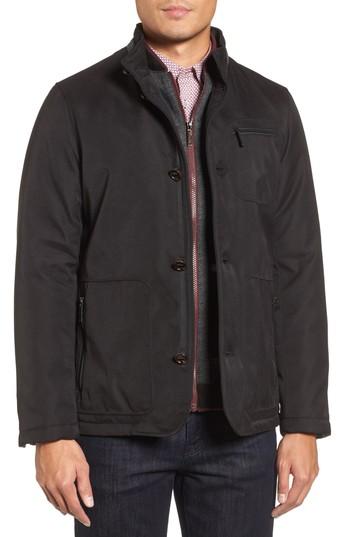 Men's Ted Baker London Humfre Knit Bib Inset Jacket (l) - Black