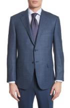 Men's Classic Fit Plaid Wool Sport Coat Us / 48 Eu S - Blue
