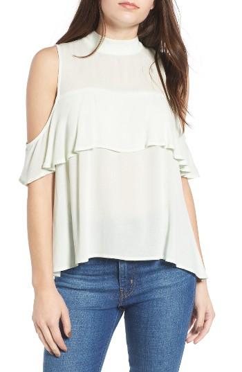 Women's Bp. Ruffle Cold Shoulder Top, Size - Green