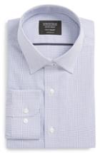 Men's Nordstrom Men's Shop Tech-smart Traditional Fit Check Stretch Dress Shirt .5 32/33 - Blue
