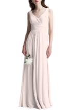 Women's #levkoff V-neck Chiffon A-line Gown - Pink