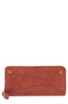 Women's Frye Campus Rivet Leather Continental Zip Wallet - Red