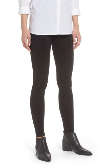 Women's Hue Leopard Texture Seamless Leggings - Black