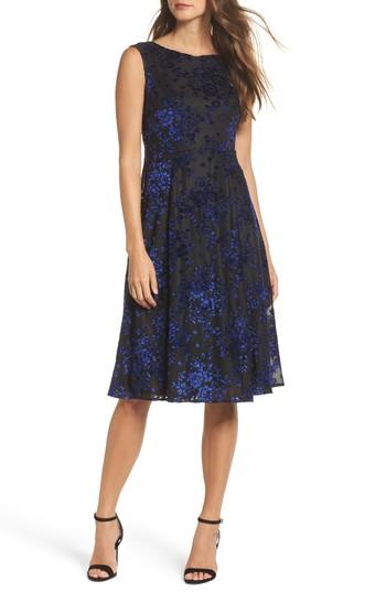 Women's Betsey Johnson Burnout Velvet Midi Dress - Black