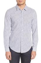 Men's Boss Ronni Trim Fit Floral Print Sport Shirt, Size - Blue