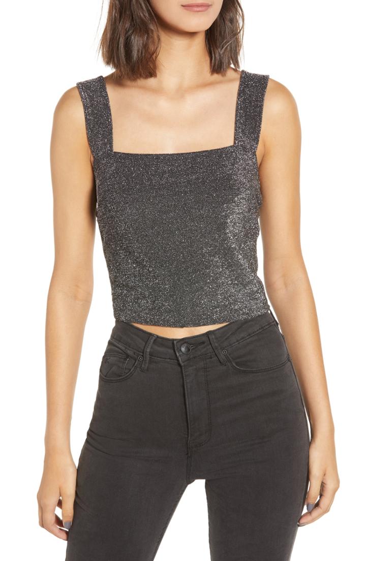Women's Leith Crop Metallic Tank, Size - Metallic