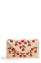 Nordstrom Cherry Embellished Straw Envelope Clutch -