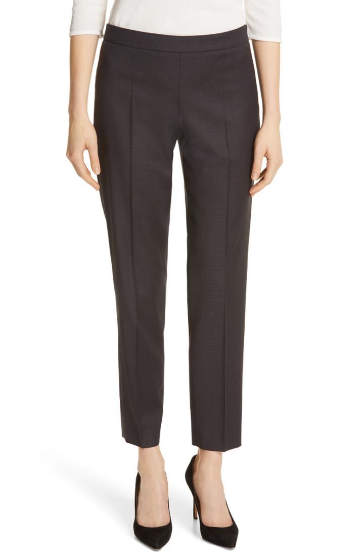 Women's Boss Tiluna Pepita Wool Suit Pants - Blue