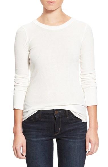 Women's Treasure & Bond Long Sleeve Rib Tee, Size - Ivory