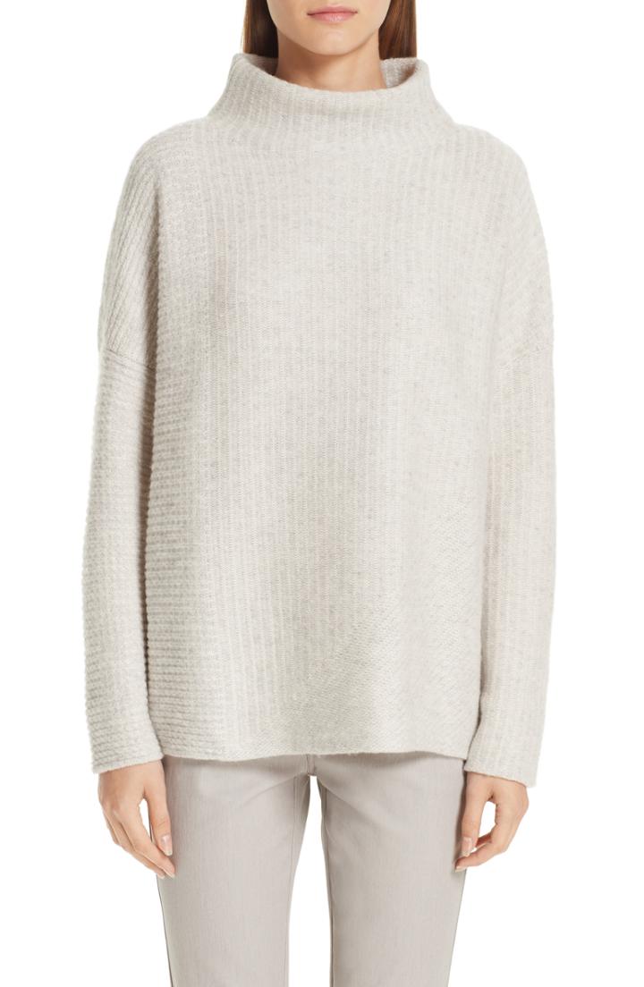 Women's Lafayette 148 New York Intersecting Stitch Cashmere & Silk Sweater