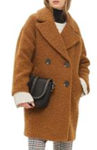 Women's Topshop Alicia Boucle Slouch Coat - Brown