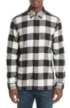 Men's Neil Barrett Live And Let Live Plaid Flannel Sport Shirt Eu - Black
