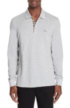 Men's Burberry Hartford Long Sleeve Polo, Size - Grey
