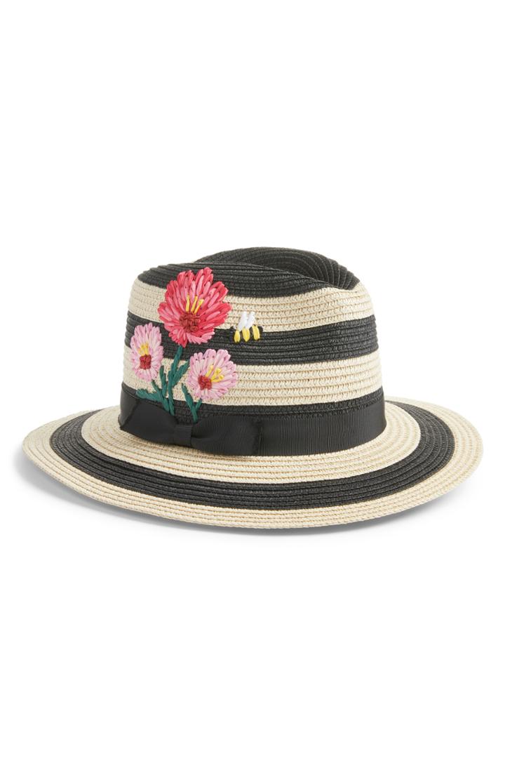 Women's Kate Spade New York Blossom Embroidered Straw Trilby -