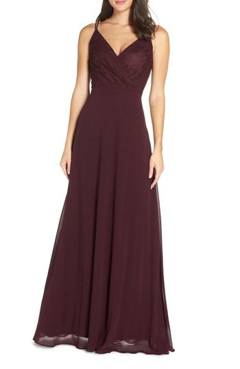 Women's Heartloom Haley Lace & Chiffon Gown - Burgundy