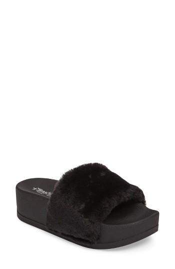 Women's Jeffrey Campbell Lucky Me Faux Fur Flatform Slide M - Black
