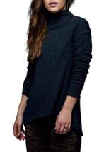Women's Free People Split Back Turtleneck, Size - Black