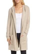 Women's Barefoot Dreams Cozychic Lite Coastal Hooded Cardigan /x-large - Beige