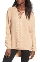 Women's Love By Design Cross Front Braided Sweater - Beige