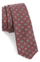 Men's Eleventy Medallion Wool Skinny Tie, Size - Burgundy