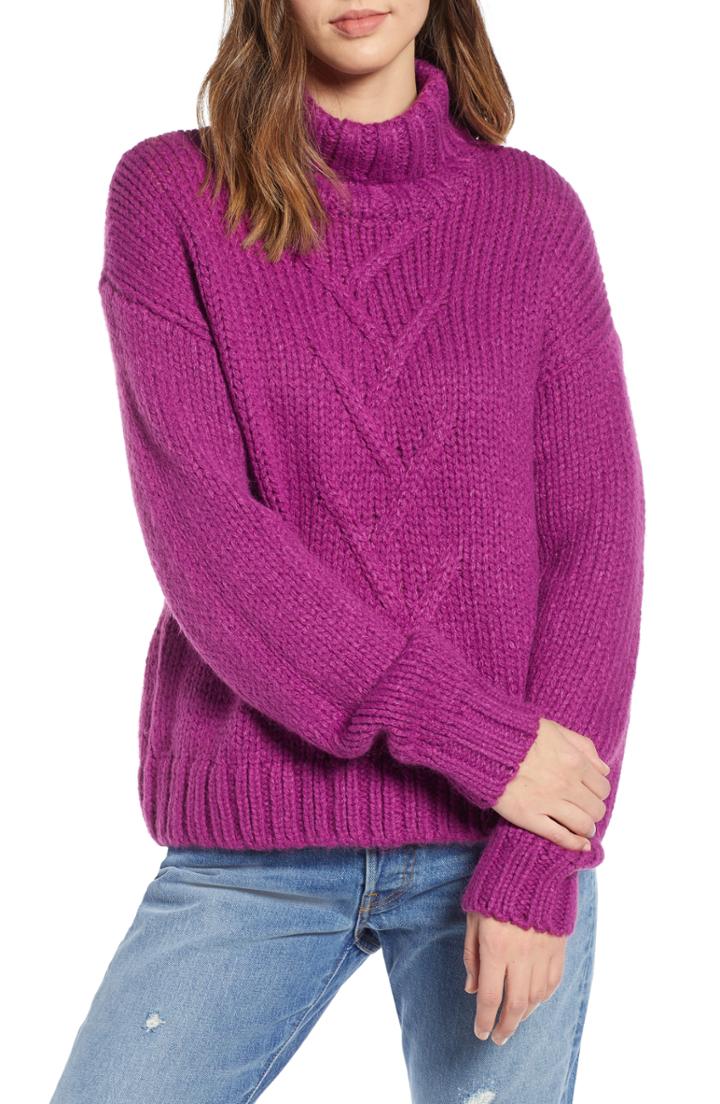 Women's Noisy May Kira Turtleneck Sweater - Grey