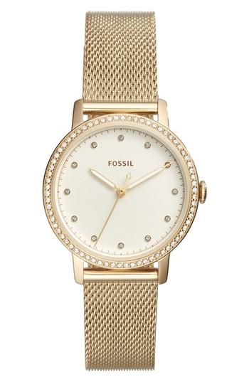 Women's Fossil Neely Crystal Mesh Strap Watch, 34mm