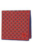 Men's Canali Medallion Cotton Pocket Square, Size - Red