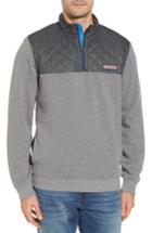 Men's Vineyard Vines Shep Performance Quilted Yoke Quarter Zip Pullover - Grey