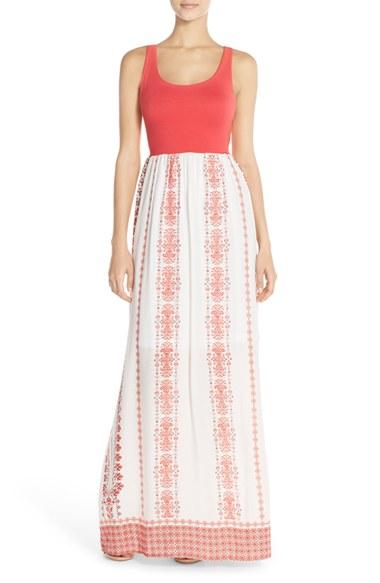 Women's Fraiche By J Floral Print Cutout Maxi Dress - Red