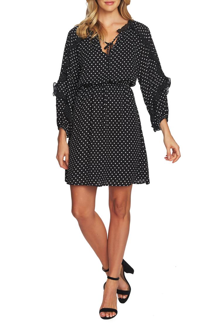Women's Cece Mix Dot Ruffle Dress - Black